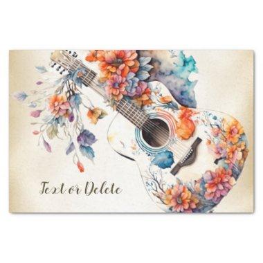 Colorful Flowers Guitar Music Instrument Elegant Tissue Paper