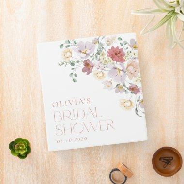 Colorful Flowers, Wildflowers, Boho, Bridal Shower 3 Ring Binder