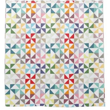 Colorful Geometric Pinwheel Shower Curtain