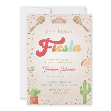 Colorful Groovy Final Fiesta Bachelorette Party Invitations