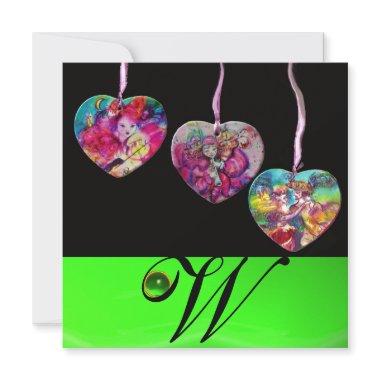 COLORFUL HEARTS PARTY ORNAMENTS GEM STONE MONOGRAM Invitations