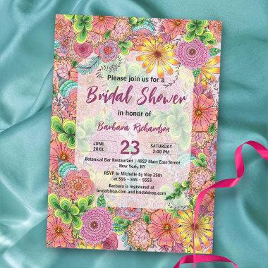 Colorful Intricate Vibrant Artistic Bridal Shower Invitations