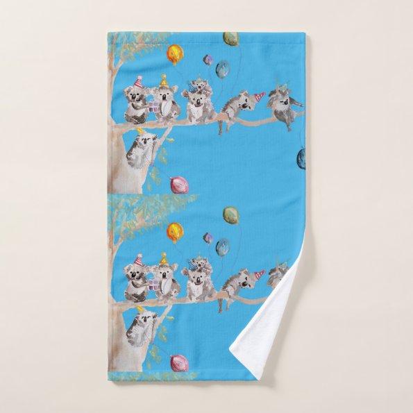 Colorful Koala Koalas Cute Animal Blue Towel Set