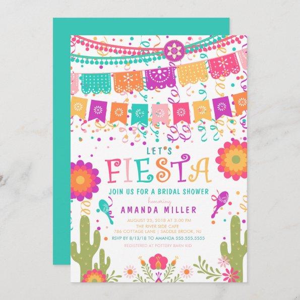 Colorful Let's Fiesta Bridal Shower Invitations