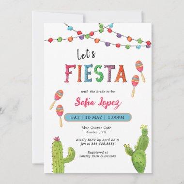 Colorful Lets's Fiesta Bridal Shower Invitations