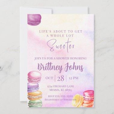 Colorful Macaron Inspired Shower Invitations