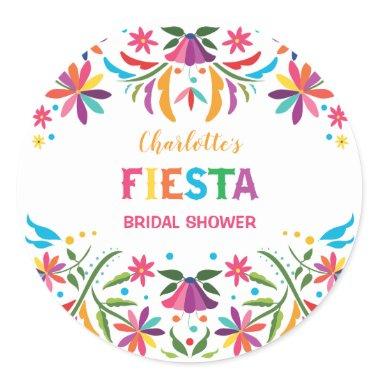 Colorful Mexican Fiesta Floral Bridal Shower Classic Round Sticker