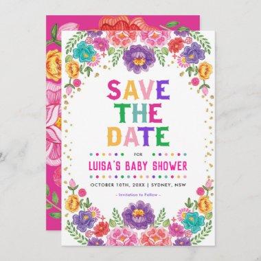 Colorful Mexican Floral Fiesta Save the Date Invitations