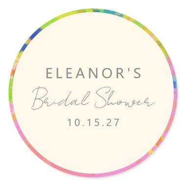 Colorful Modern Abstract Art Bridal Shower Custom Classic Round Sticker