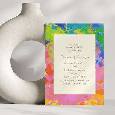 Colorful Modern Abstract Art Unique Bridal Shower Invitations