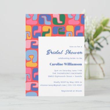 Colorful Modern Abstract Red Unique Bridal Shower Invitations