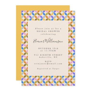 Colorful Modern Geometric Yellow Bridal Shower Invitations