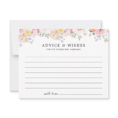 Colorful Pastel Floral Bridal Shower Advice Card