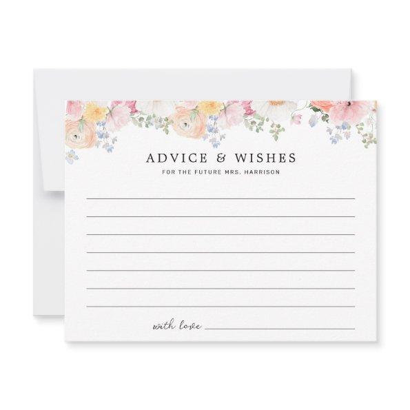 Colorful Pastel Floral Bridal Shower Advice Card