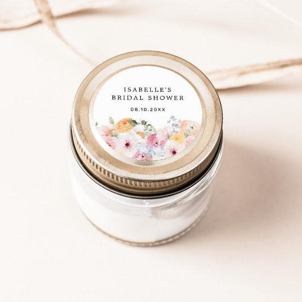 Colorful Pastel Floral  Classic Round Sticker