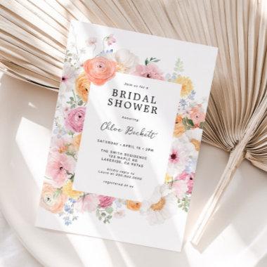 Colorful Pastel Floral Bridal Shower Invitations