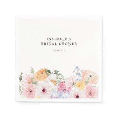 Colorful Pastel Floral Bridal Shower Napkins