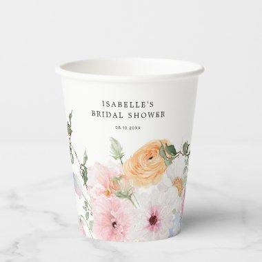 Colorful Pastel Floral  Paper Cups