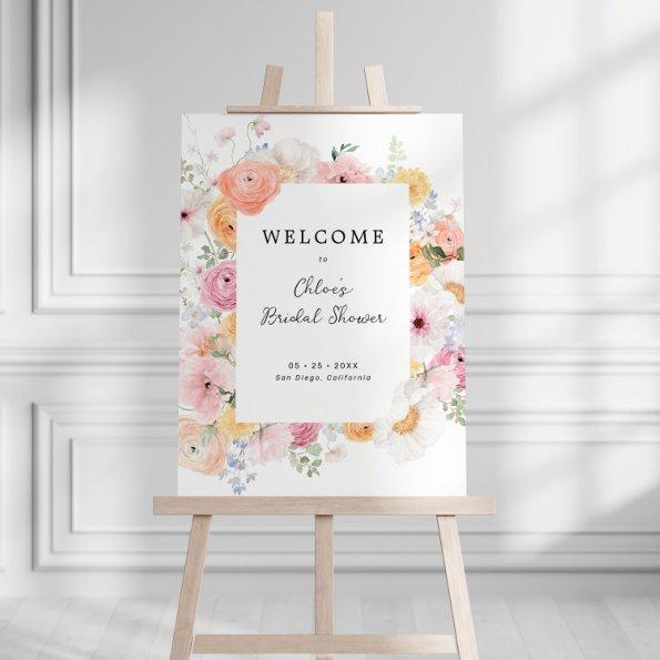 Colorful Pastel Floral  Welcome Foam Board