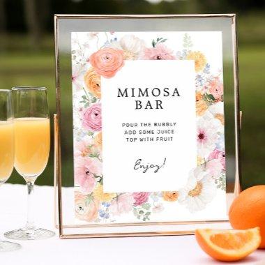 Colorful Pastel Floral Mimosa Bar Sign