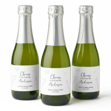 Colorful Pastel Hand Drawn  Sparkling Wine Label