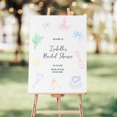 Colorful Pastel Hand Drawn  Welcome Foam Board