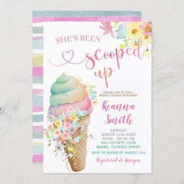 Colorful pastel Scooped up Ice Cream Bridal Shower Invitations