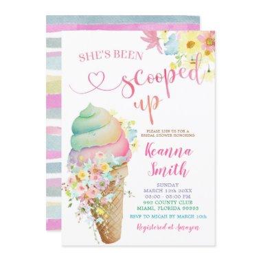 Colorful pastel Scooped up Ice Cream Bridal Shower Invitations