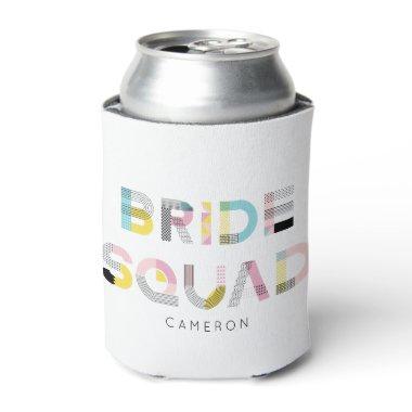 Colorful Pattern Typography Modern Bride Squad Can Cooler
