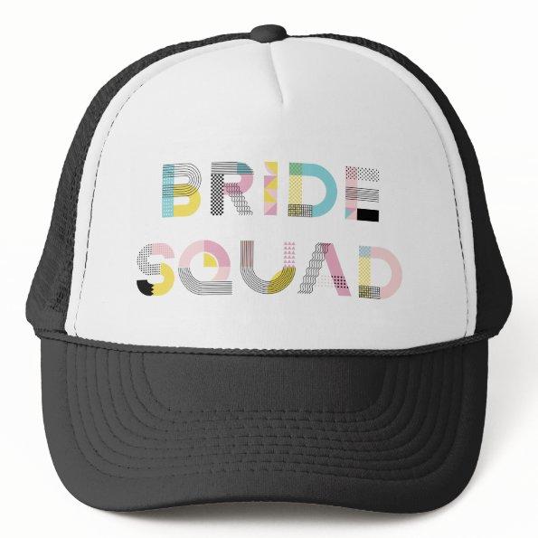 Colorful Pattern Typography Modern Bride Squad Hat