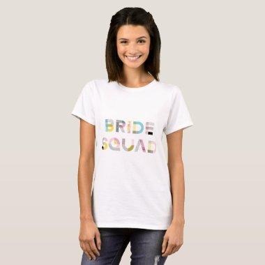Colorful Pattern Typography Modern Bride Squad T-Shirt