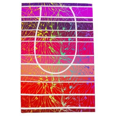 Colorful, Pink, and Purple Stripes, Fireworks Medium Gift Bag