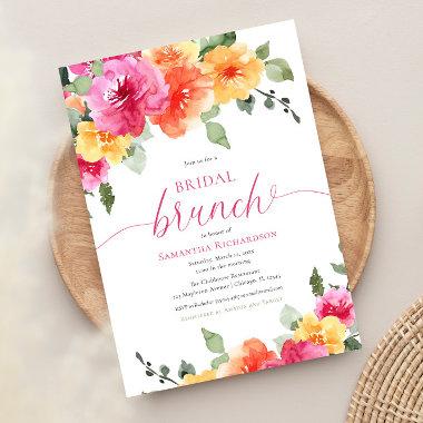 Colorful pink orange peonies spring bridal brunch Invitations