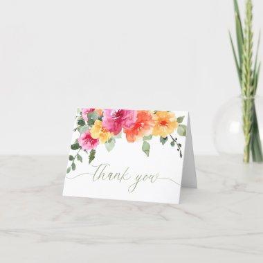 Colorful pink orange peonies spring summer floral thank you Invitations