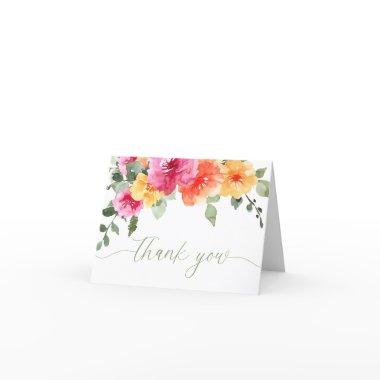 Colorful pink orange peonies spring summer floral thank you Invitations