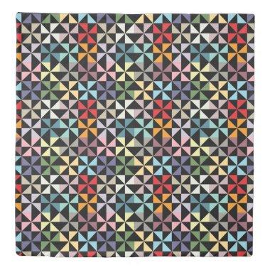 Colorful Pinwheel Pattern Black Duvet Cover