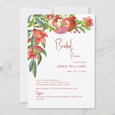 Colorful Pomegranate Tuscan Red Bridal Invitations