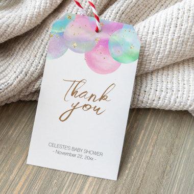 Colorful Rainbow Bubbles Baby Shower Thank You Gift Tags