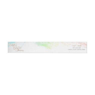 Colorful Rainbow Clouds Baby Shower Return Address Wrap Around Label