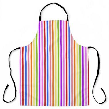 Colorful Rainbow Stripes on White Love is Love Apron