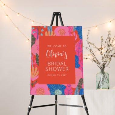 Colorful Red Boho Floral Bridal Shower Welcome Foam Board