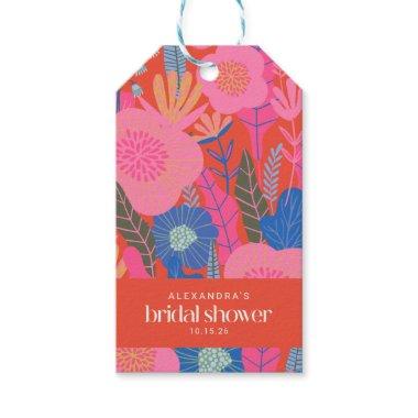 Colorful Red Boho Floral Custom Bridal Shower Gift Tags