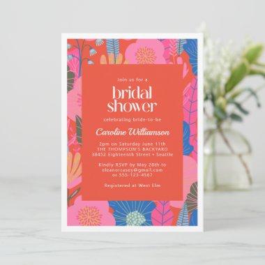 Colorful Red Boho Floral Stylish Bridal Shower Invitations
