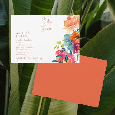 Colorful Retro Watercolor Floral Bridal Shower III Invitations