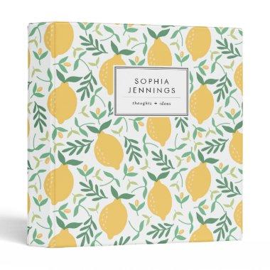 Colorful Rustic Lemon Citrus Yellow Chic Summer 3 3 Ring Binder