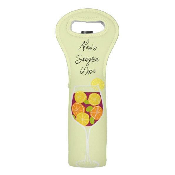 Colorful Sangria Glass Fruity Personalized Name Wine Bag