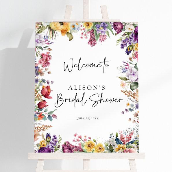 Colorful Spring Floral Bridal Shower Welcome Sign