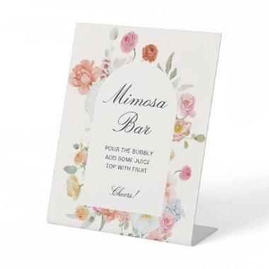 Colorful Spring Flowers Arch Mimosa Bar Pedestal Sign