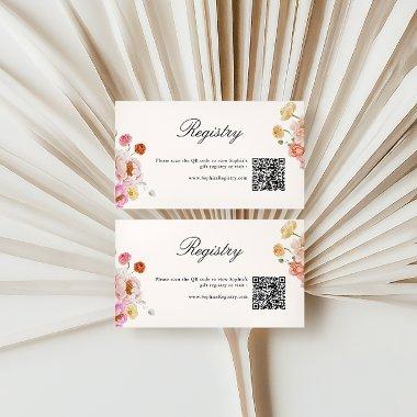 Colorful Spring Flowers QR Code Gift Registry Enclosure