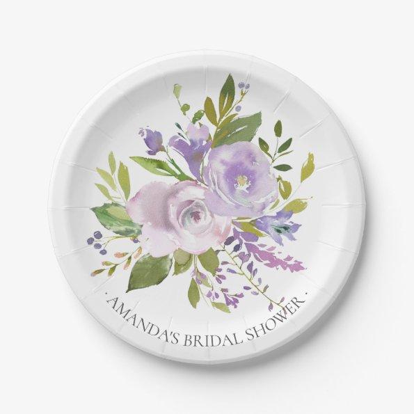 Colorful Spring Lavender Flowers Shower 7" Plate